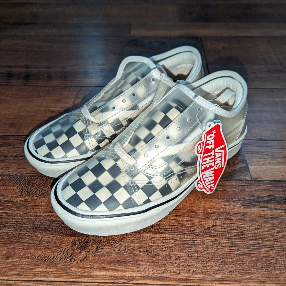 NEW Womens Vans Comfycush Slip-Skool Checkerboard Black White Sneaker Shoes